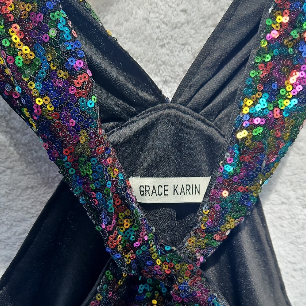 Grace Karin Multicolor Sequin Halter Top - Picture 2 of 5